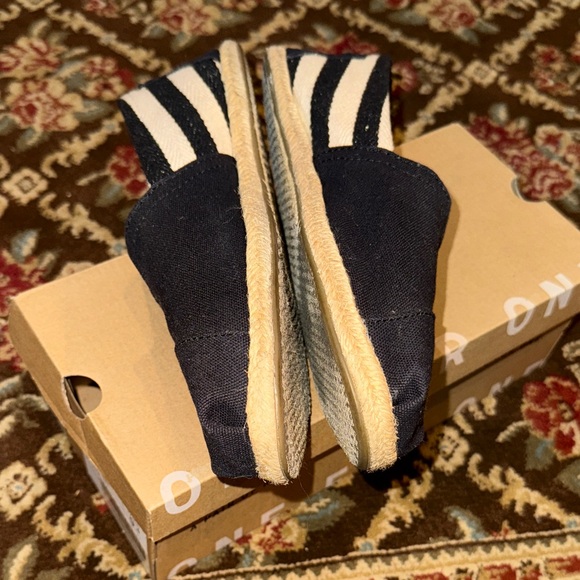 TOMS Women's Classic Black Stripe University Canvas Slip-On Loafers - Picture 2 of 6